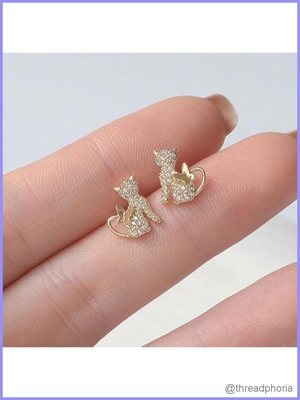 Cute Cat Stud Earrings Sparkling CZ Animal Ear Stud Gift